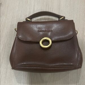 Mondani Chocolate Brown Satchel with Gold Accent